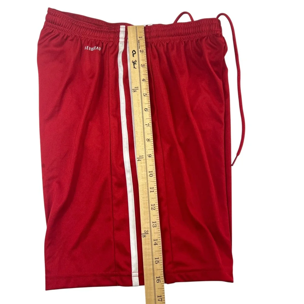 Adidas Kids Red Soccer Shorts Primegreen AEROREADY Drawstring‎ Size S Activewear